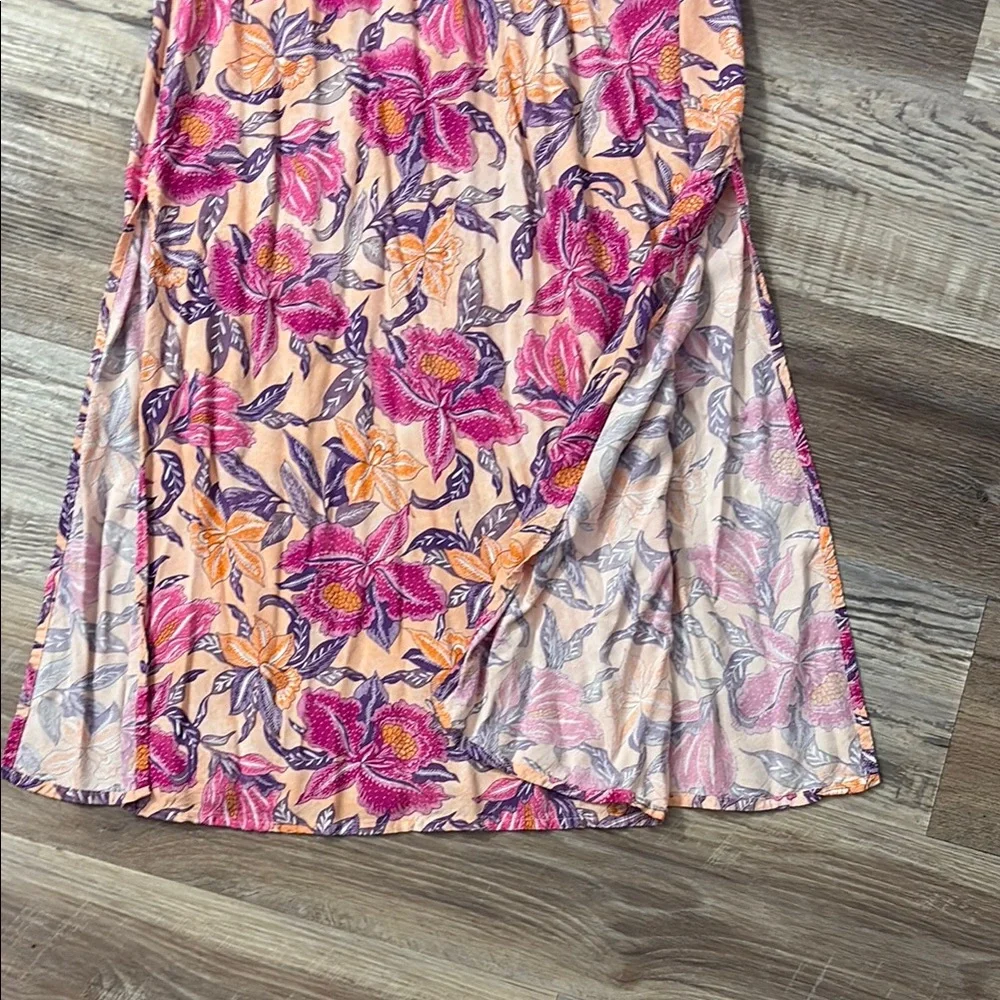 Old Navy Floral Print Dress with Purple and Orange Accents - Picture 3 of 6